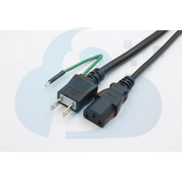 Japanese Two Pin Plug Power Cable With Ground Wire Image1