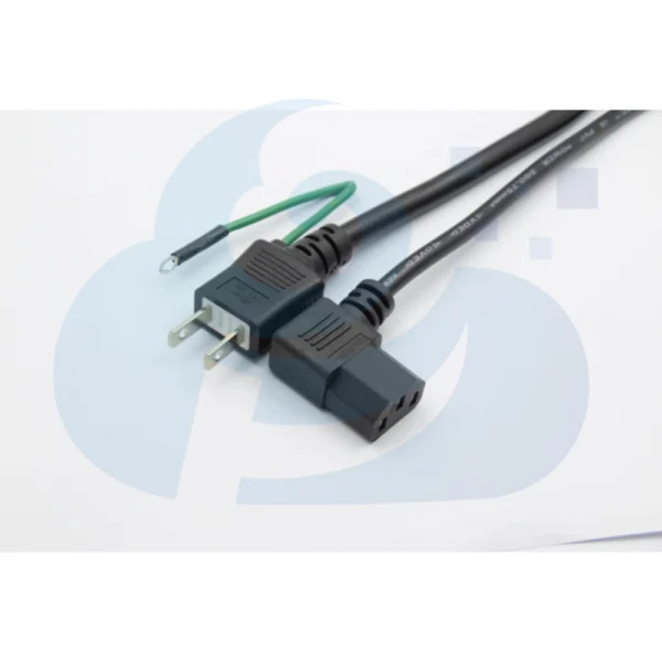 Japanese Two Pin Plug Power Cable With Ground Wire Image2