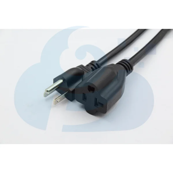 USA Three Pin Extension Female Plug Power Cable Image2